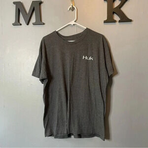Huk boat graphic Gray short sleeve T-shirt, men’s size extra large